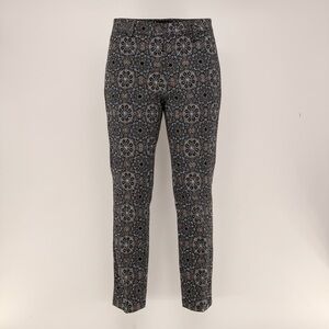 Lisette Montreal Geometric Medallion Paisley Pull-On Ankle Pants L Boho Casual